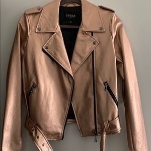 Guess Rose gold Vegan Leather Jacket Size Small